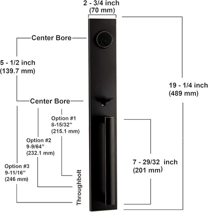Berlin Modisch Full Escutcheon HandleSet Front Door Entry Handle and Deadbolt Lock Set Slim Square Single Cylinder Deadbolt and Lever Heavy Duty – Oil Rubbed Bronze Finish