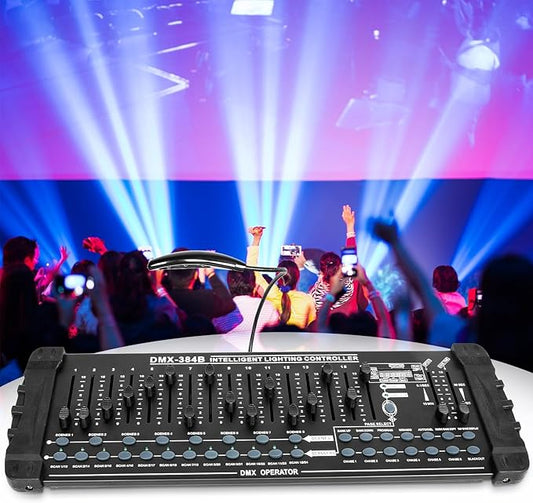 DJ Controller 384CH Fog DMX-512 DJ Controller Support 30 Banks 8 Scenes 24 fixtures Stage Lighting Console for Program Editing of DJ Lights Show Bar Club Live