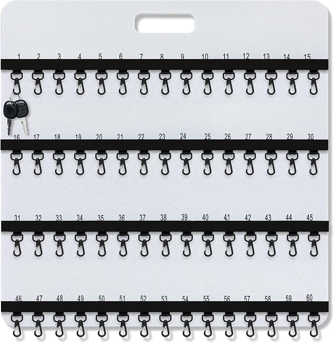 24'' x 24'' Key Rack Wall Mount with 38 Numbered Self Closing Hooks Felt Key Holder Board Storage for Car Dealer Property Manager Valet Parking Residential Small Businesses
