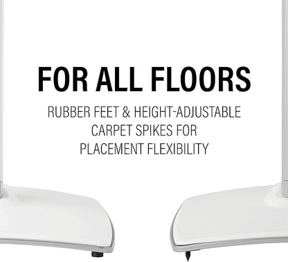 Sanus Speaker Stand for Sonos Era 100 Speakers - Height Adjustable Single Stand w/Easy 3 Step Install - Includes Rubber Feet & Carpet Spikes - White