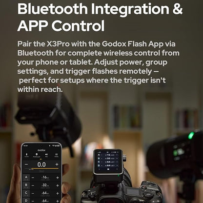 Godox X3 Pro S X3Pro S Touchscreen TTL Flash Trigger for Sony, 2.4G Wireless, 2.4" LCD Screen, Bluetooth Integration & APP Control, Wireless Speedlight Transmitter for Sony Cameras(Godox X3-S Upgrade)