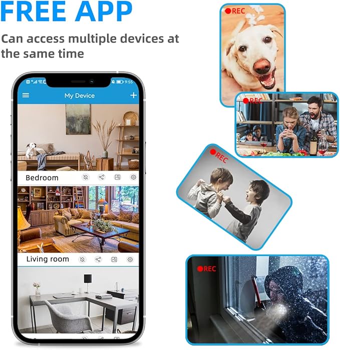 LIZVIE Phone Charger, 120° Wide-Angle View App Control/Motion Detection/Night Vision/Loop SD Storage Wireless Charging 2.4G WiFi Nanny Cam for Office Indoor Security.