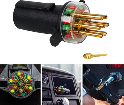 Innovative Products of America (7865L) 7-Way Round Pin Tractor Trailer Circuit Chaser™ for Testing Turn Signals, Hazard Lights, Brake Lights and More