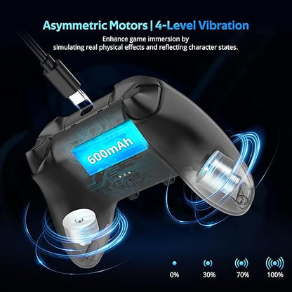 C8 PC Controller - Wireless Bluetooth Gamepad - Hall Effect Joystick RGB Backlit - 1000Hz Polling Rate -Dual Vibrate Macro Buttons for PC, Switch, Switch 2, Steam Deck, Android, iOS, MAC &Tesla Charging Dock