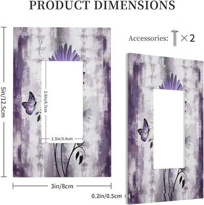 Outlet Covers Purple Daisy White Floral Butterfly Flowers 1 Gang Wall Plates Single Rocker Light Switch Covers Decorative Switch Plates Electrical GFCI Panel Covers for Home Office Decor 5 X 3 IN