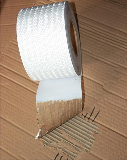 White Reflective Tape Outdoor Waterproof 4 inch Wide, High Visibility Warning Industrial Marking Tape,Safety Stickers (168 feet)