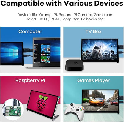 10.1" IPS LCD Capacitive Touch Screen HDMI Display Portable Monitor 1024X600 Built-in Dual Speakers for Raspberry Pi 5/4/3 Xbox PS4 Windows 7/8/10