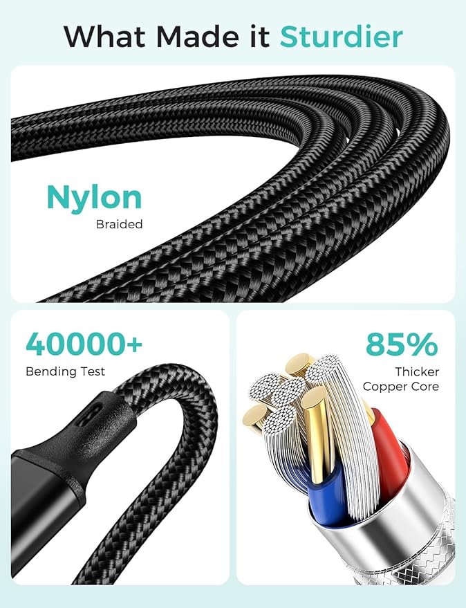 Travel Essentials,4 in 1 for Apple Watch Charger/iPhone Charger/Multi Charging Cable,Vacation RV Camping Essentials,USB C/L/Micro Portable Charger for iWatch 11-1/iPhone 17-12,Car&Gift-Black