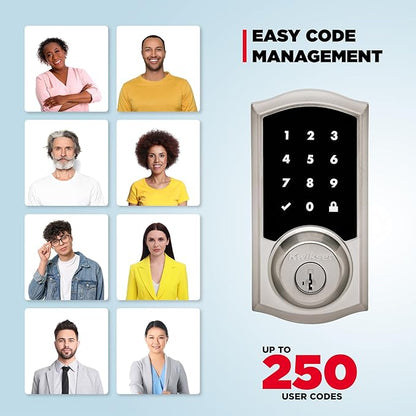 Kwikset HomeConnect 918 Traditional Z-Wave Long Range Enabled Touchscreen Lock Works with Ring Alarm, Samsung SmartThings Hub Required, Sold Seperately in Satin Nickel