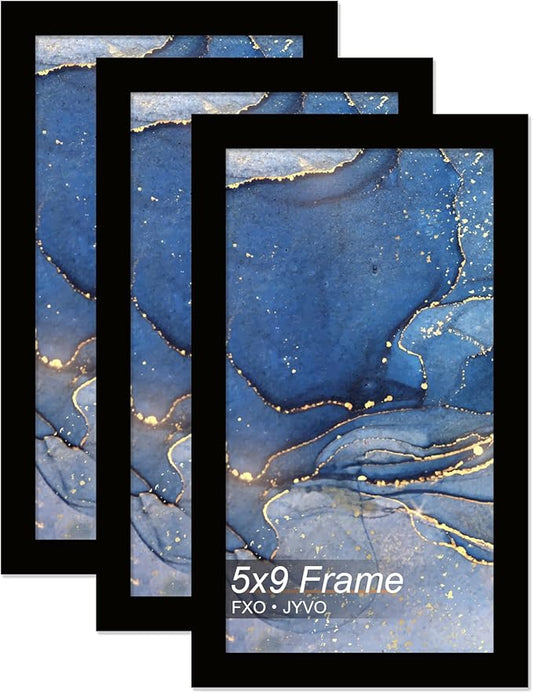 5x9 Picture Frame Set of 3, Black Frame for 5 x 9 Inch Picture Poster Photo, Light Weight and High Transparent 5 by 9 Frame for Wall - 3 Pack/Black/5"x9"