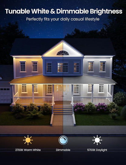 Lepro SW1 AI Smart Outdoor LED Strip Lights - 32.8ft IP65 Waterproof RGBCW Light Strips, 2700K-5700K Tunable Warm White, APP Control(No Remote), 2.4G Wi-Fi Lights for Holiday Decor, House, Porch, Eave
