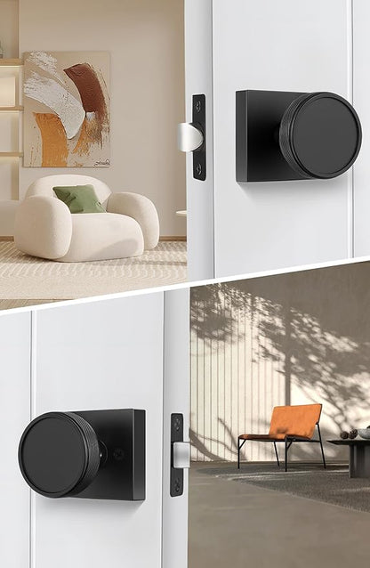 goldenwarm Passage Door Knob Black, Zinc-Alloy Modern Matte Black Door Knob Closet Door Knobs Interior for Hallways, Heavy Duty Square Modern Doorknob - 6 Pack