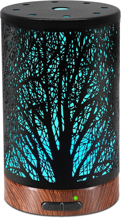 Essential Oil Diffuser - 150ML Metal Aromatherapy Diffuser for Essential Oils with 7 Colors Lights Gifts for Mom Auto Shut-Off & Ultrasonic Cool Mist Diffuser, Ambience for Home