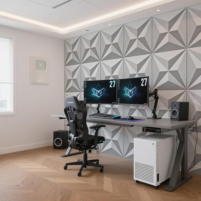 Art3dwallpanels 24" X 24" Acoustic Panels 6 Pack Soundproof Wall Panels Sound Dampening, 3D Wall Decor Absorbing Panels, White and Gray
