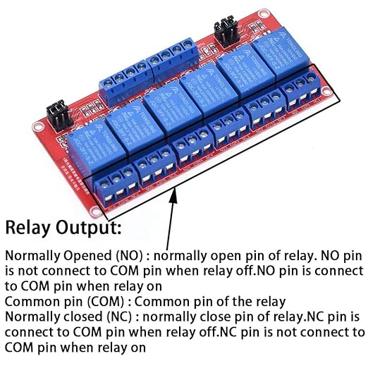 12V Relay 6 Channel Relay Module with Optocoupler High/Low Level Trigger for Arduino
