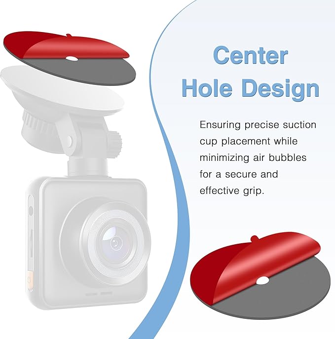Sticky Adhesive Pad for Radar Detector Mount,Round Clear Double-Sided Tapes(2.2 inches and 2.6 inches) with Center Hole Design,for Radar Detector Mount,Dash Cam Suction Cup,GPS Sucker Holder etc