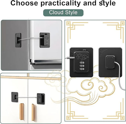 2-Pack Password Refrigerator Lock, Combination Child Proof Safety Lock，Baby Proofing fridge lock，Door Latches for Fridge Cabinet Drawer Closet, Freezer Lock No Keys Needed (Black)