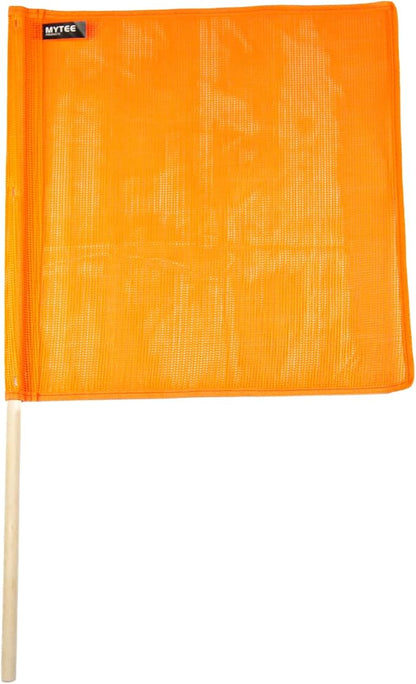 Mytee Products Orange Safety Flags for Trucks with Dowel, DOT Compliant - 18 Inch x 18 Inch High Visibility Vinyl Mesh Warning Flags, 4 Pack