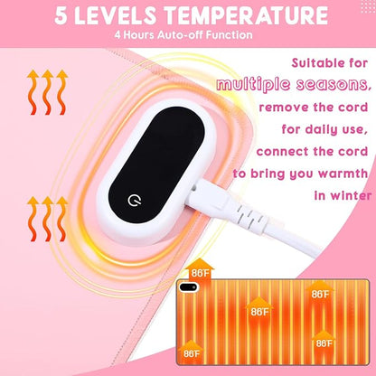 Konohan Heated Large Desk Mat PU Leather Warm Mouse Pad with 5 Heating Level & 4 Hour Auto Shut-Off Heating Keyboard Pad Warmer Gaming Mice Mat Only Supports 110v(Pink Color,23.6"x 14.2")