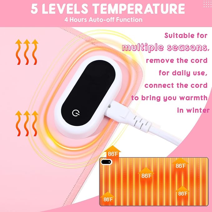 Konohan Heated Large Desk Mat PU Leather Warm Mouse Pad with 5 Heating Level & 4 Hour Auto Shut-Off Heating Keyboard Pad Warmer Gaming Mice Mat Only Supports 110v(Pink Color,31.5" X 13")