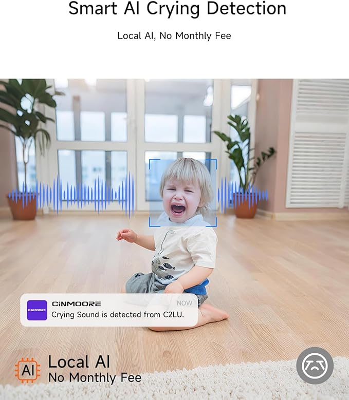 2.5K Cameras for Home Security, Non-Subscription AI Human/Pet/Crying Detection, 4MP Dog/Cat/Pet Camera Indoor with Phone App, Pan Tilt 2.4G WiFi Indoor Cameras, IR Night Vision, 2-Way Audio, 2 Pack