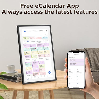 LOOFII 10.1 Inch Smart Digital Calendar – HD Touchscreen Family Planner & Calendar with Chore Chart & Meal Planner (Black White)
