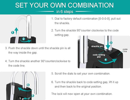 ZHEGE Locker Lock, Combination Lock Outdoor Weatherproof, [2023 Upgraded] Big White Number Lock for Gym, School, Toolbox, Fence Gate, Sheds, 4 Digit Padlock Heavy Duty (2 Pack, Black)