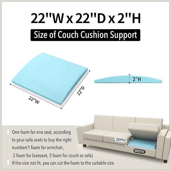 Tromlycs Couch Sofa Cushion Support for Sagging Seat 22 x 22 inch Arched Furniture Seat Under Cushion Sag Repair Set of 3