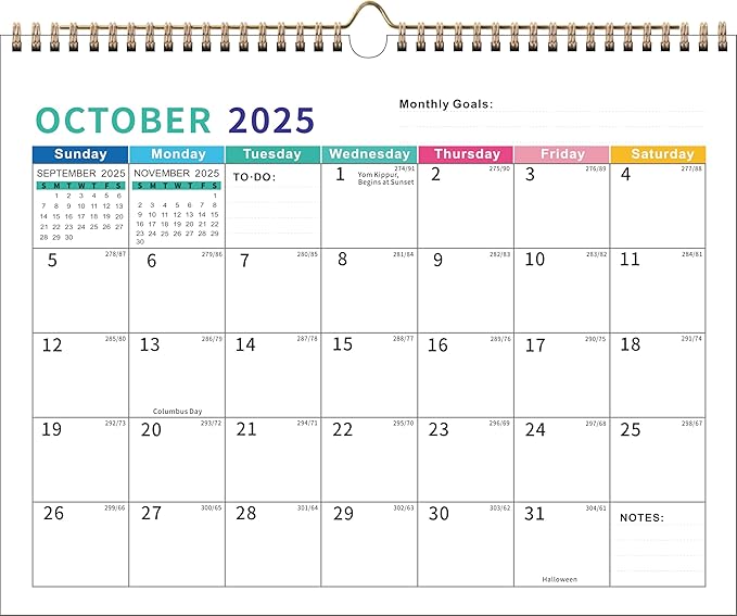2025-2026 Wall Calendar – Runs 18 Months Until December 2026, Vibrant Monthly Planner with Julian Dates & Spacious Blocks, Durable Thick Paper, Ideal for New Year or Christmas Gift