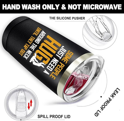 SpenMeta Christmas Jiu Jitsu Gifts for Men - Jiu Jitsu Gifts for Jiu-Jitsu Lovers, Husband, Boyfriend, Dad - 20oz Some People Just Need a Hug Around The Neck Until They Tap Out Tumbler Cup