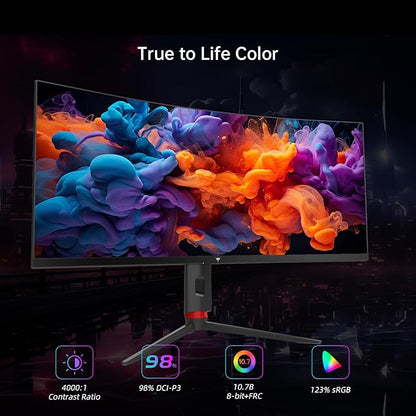 KTC 34'' Curved Ultrawide Gaming Monitor, 21:9, 3440x1440p 165Hz 1ms, 1500R Curved Monitor, Freesync G-sync, Picture by Picture,PIP, Height/Tilt/Swivel/Pivot