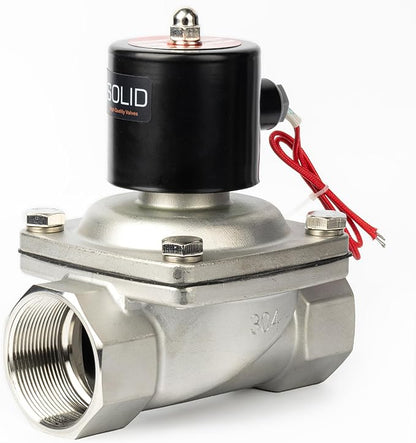 U.S. Solid 2" Solenoid Valve - 110V AC Stainless Steel Electric Solenoid Valve, Normally Closed, Viton Seal