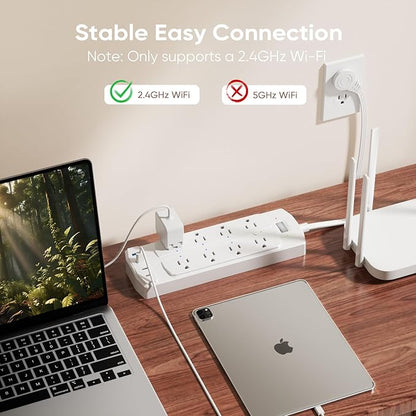Smart Power Strip, Yozisital Surge Protector with 6 Smart Outlets and 4 USB Ports, 5FT Flat Plug Extension Cord for Home Office