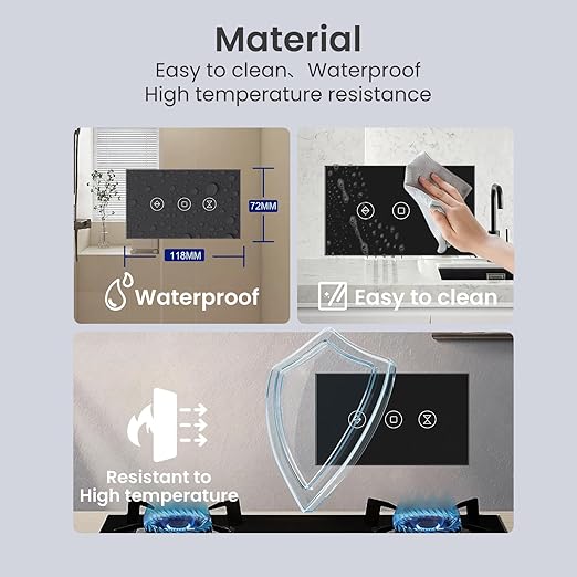 Smart Roller Shutter Switch 118X72X34MM Need Neutral Wire,2.4GHz WiFi Roller Shutter Switch, Tempered Glass Panel, Compatible with Alexa and Smart Life, Black WiFi-Roller Shutter