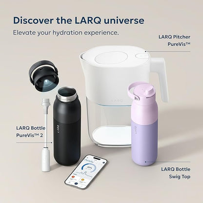 LARQ Bottle Swig Top 23oz - Insulated Stainless Steel Water Bottle With Built-In Silicone Handle | BPA Free | Reusable Water Bottle for Sports, Gym, and Travel, Obsidian Black