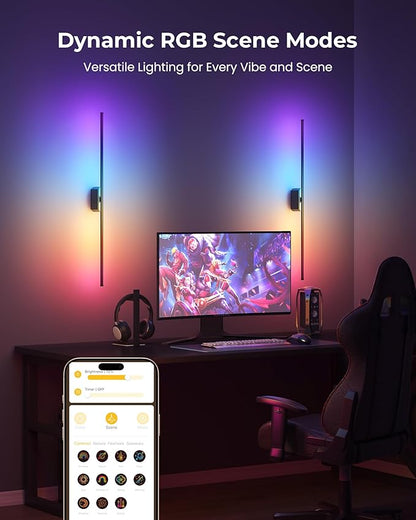 40 Inch Battery Operated Wall Sconces Set of 2, 12000mAh Rechargeable Smart Wall Lights with APP Control & Remote, Color Changing, Music Sync, Scene Modes, Wireless Wall Lamps for Living Room, Bedroom