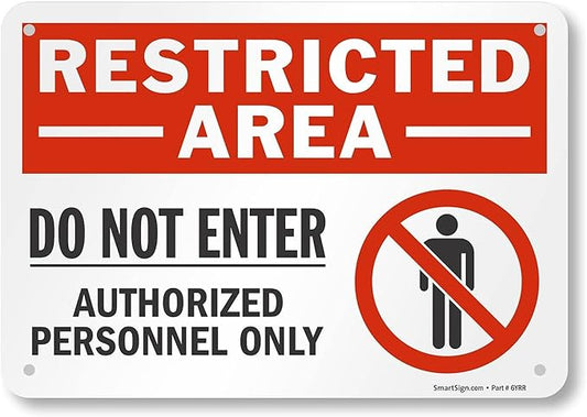 SmartSign 10 x 14 inch “Restricted Area - Do Not Enter, Authorized Personnel Only” OSHA Metal Sign, 40 mil Laminated Rustproof Aluminum, Red, Black and White, Made in USA
