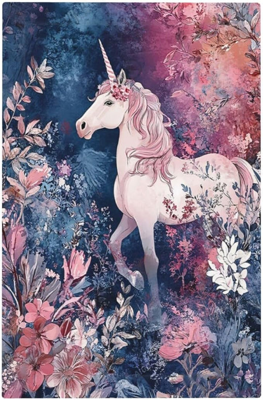 Light Switch Cover Plate Fantastic Pink Unicorn Wildflower Forest 1 Gang No Device Blank Wall Plate Electrical Outlet Cover Decorative Switch Plate Covers for Bedroom Kids room Decor