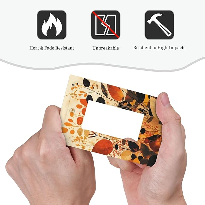 Decorative Outlet Covers Boho Warm Colorful Plant Leaves 1 Gang Single Rocker Light Switch Cover Plate Wall Plates GFCI Faceplate for Bedroom living Room Decor