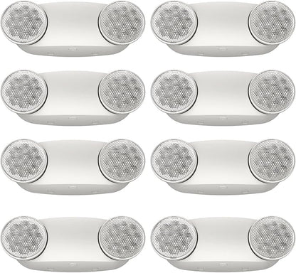 SPECTSUN 8 Pack LED Exit Emergency Light Combo with Battery Backup-US Standard Commercial Corded Emergency Exit Sign Lights for Home Power Failure,UL 924 Certified,White Emergency Lighting Exit Signs