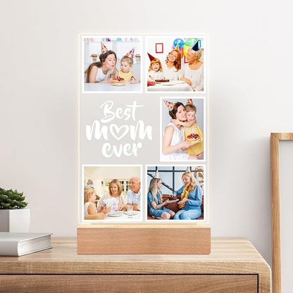 Custom Picture Frame with Photo, Personalized Photo Frame with Night Light, Customized Picture Frames, Personalized Valentines Day Gifts for Mom, Baby, Kid, Family