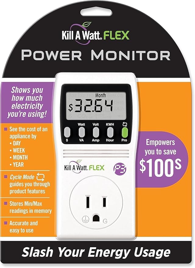 P3 International P4456 Kill A Watt Flex Plug-in Electricity Usage + Power Consumption Monitor, Watt Voltage Tester, Electrical Energy Saving Monitor with Auto Cost Calculator (Pack Of 3)