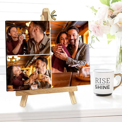 Custom Photo Frame with Stand, Personalized Picture Display, MDF and Wood Construction, Desktop Decor, Multiple Designs, Customizable Gift for Family and Friends