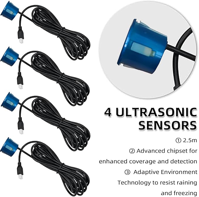 LCD Parking Sensor Kit - Displays Data on Original Screen, Easy Rear Installation, Compatible with CVBS Cameras (Not for AHD), 18 Probe Colors to Match Any Vehicle