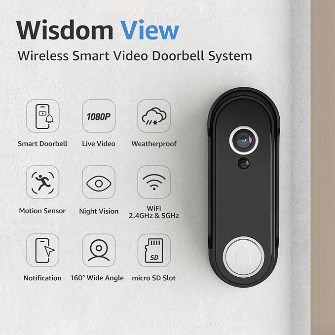 Wireless Video Doorbell Intercom System, Wire Free Doorbell Camera with 7" HD Touch Screen Monitor, No Monthly Fees, 1080 Ultra HD Camera with Motion Detection, NO WiFi