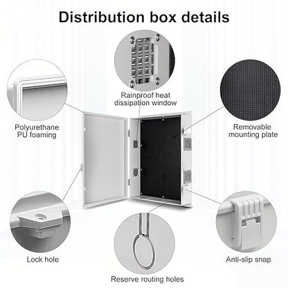Outdoor Electrical Junction Box, ABS Water Resistant Enclosure with Internal Mounting Panel & Hinged Cover (18.1" H* 12.6" L* 4.3" W)