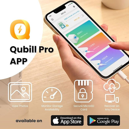 MAKTAR Qubii Duo Automatic Backup Cube with USB-C Cable and 128GB microSD Card, for iPhone/Android Photo and Video Backup
