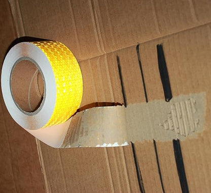 Yellow Reflective Tape 2 inch Wide, Outdoor Waterproof High Visibility Warning Industrial Marking Tape, Safety Stickers (68 feet,10 Rolls)
