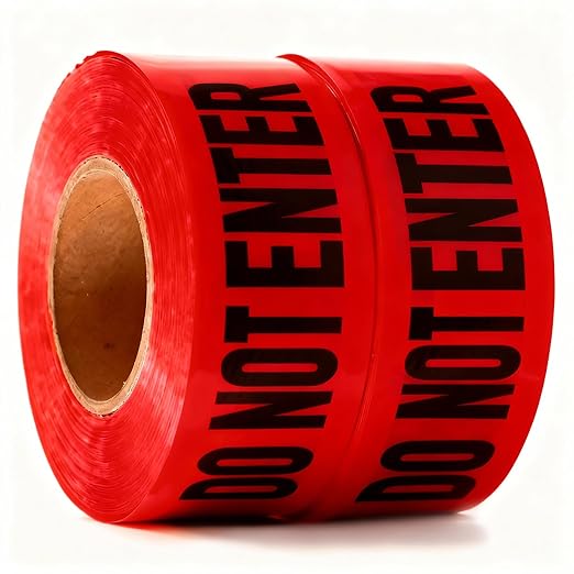 Danger Do Not Enter Tape 2 Pack 3 inch X 1000 feet • Sharp Red with a Bold Black Print for High Visibility • Tear Resistant Design