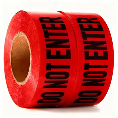 Danger Do Not Enter Tape 2 Pack 3 inch X 1000 feet • Sharp Red with a Bold Black Print for High Visibility • Tear Resistant Design